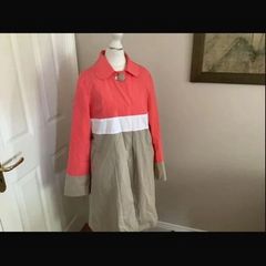 Fran & Jane dressy light jacket size 10 coral/cream/taupe