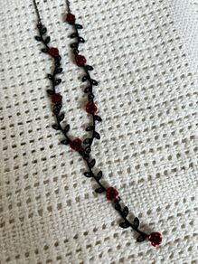 Black Red Rose Necklace