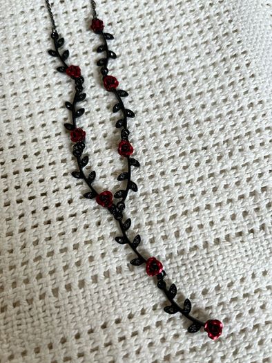 Black Red Rose Necklace