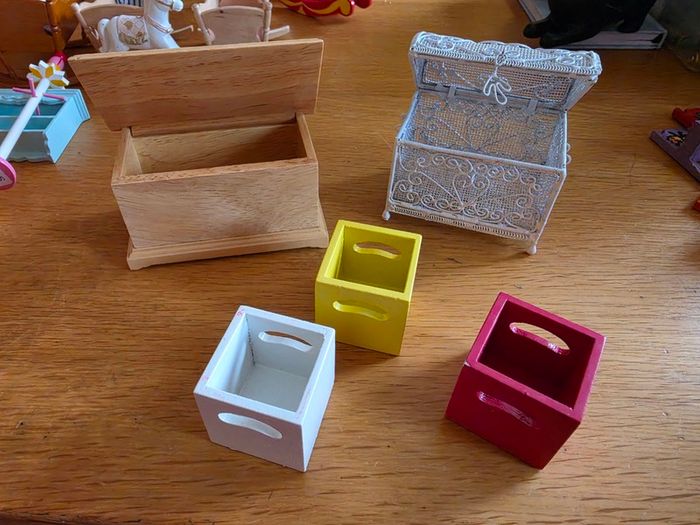 Dolls house furniture for nursery, cradles, highchairs and more