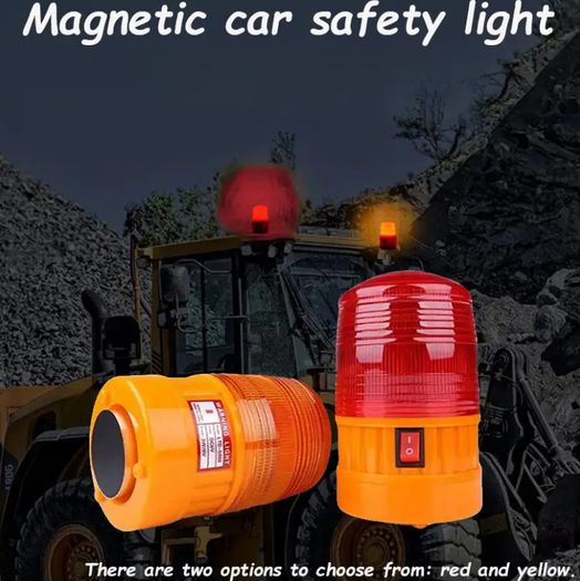 red yellow LED light, battery-powered magnetic safety light,