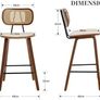 Set of 2 Rattan Bar Stools for Kitchen, Bar Chair, Counter Stool, PU Leather, Breakfast High Stool with Wooden Legs for Dining Room, Living Room (Beige) Image 2