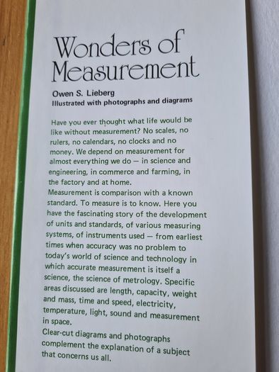 The Wonders 0f Measurment By Owen S Lieberg. Hardback C/w Dustjacket.  In Very Good Condition.