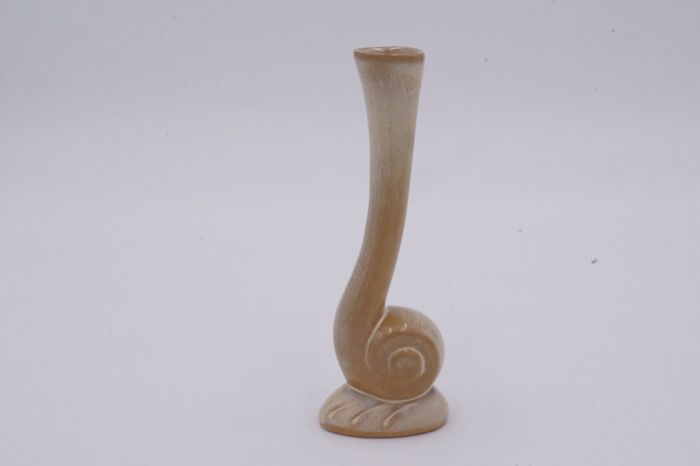 Vintage Frankoma Pottery 31 Snail Flower Bud Vase Plainsman Brown Satin