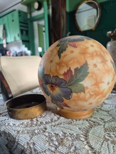 Handpainted Glass Globe shade Bellova Antique 1920s/30s Bellova Art Nouveau Czech glass globe shade