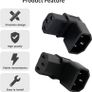 2 Pack IEC 320 C14 to C13 Socket Downward Angle, 90 Degree Plug Adapter C14 Male to C13 Female Converter, 250V 10A Extension Connector for Monitor Computer PDU Chassis Printer, Black Image 6