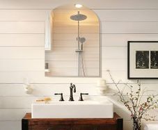 Arch Bathroom Mirror 45x60cm Frameless Wall Mirror, Modern HD Glass Decorative Arched Wall Mirrors for Bathroom Hallway Living Room Bedroom Walls