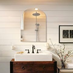 Arch Bathroom Mirror 45x60cm Frameless Wall Mirror, Modern HD Glass Decorative Arched Wall Mirrors for Bathroom Hallway Living Room Bedroom Walls