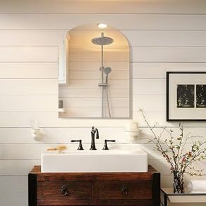 Arch Bathroom Mirror 45x60cm Frameless Wall Mirror, Modern HD Glass Decorative Arched Wall Mirrors for Bathroom Hallway Living Room Bedroom Walls