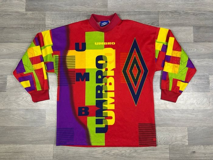 Vintage 1996 Umbro Template England Style Goalkeeper Jersey Shirt Mens Large