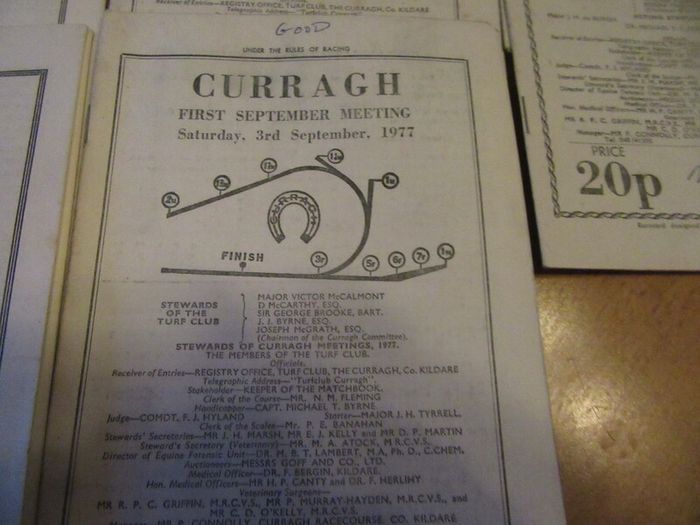 Curragh horse racing cards 1970s