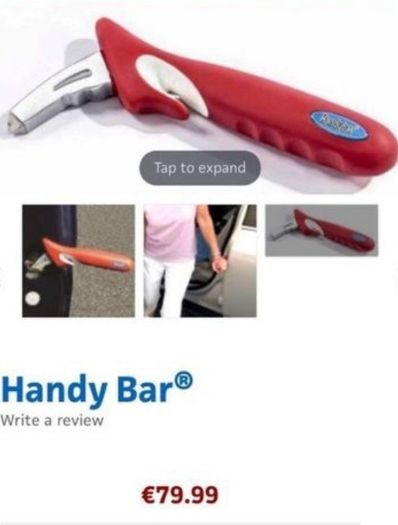 Handybar Support handle for car mobility aid