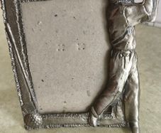 GOLF PHOTO FRAME, Golfer Picture Frame with 3D Man Male Golfer, R.O.C. Silver Metal Golfing Picture Frame, 3-1/2 x 5 inches Embossed Golfer Frame