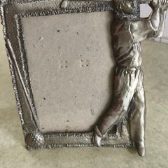 GOLF PHOTO FRAME, Golfer Picture Frame with 3D Man Male Golfer, R.O.C. Silver Metal Golfing Picture Frame, 3-1/2 x 5 inches Embossed Golfer Frame