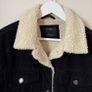 BERSHKA Black Cord Jacket Faux Sheepskin Lining Size M! Image 5