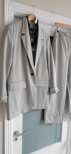 ZARA Pistachio Green Blazer + Ankle Length Wide Leg Pants Sz L - Fit 12-14UK - Bnwt Rrp 99