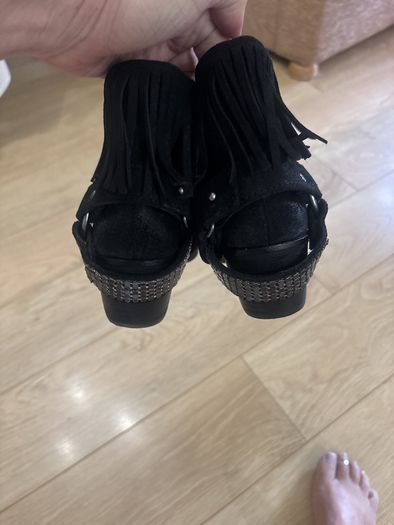 Black Fringe Ankle Boots