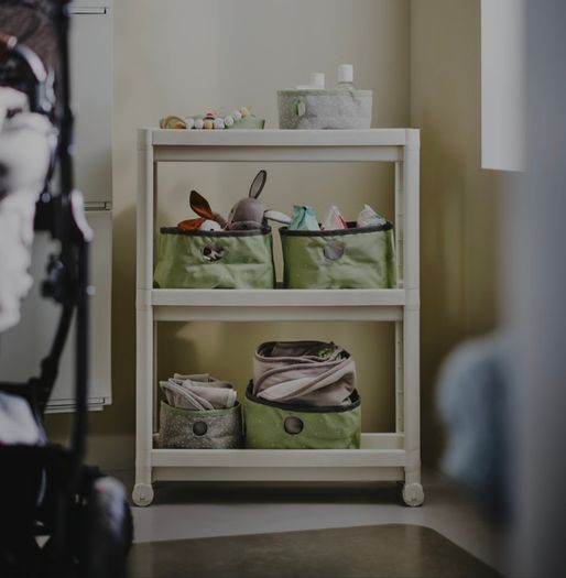 IKEA Shelves/Trolley, white, 54x18x71 cm