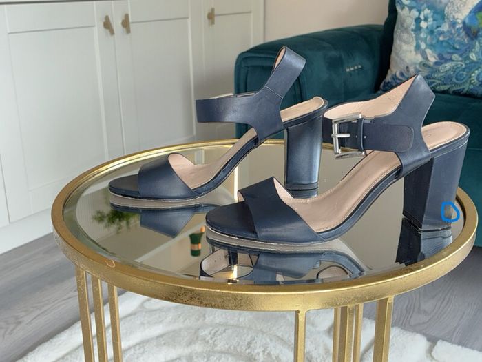 Ladies Navy Block Heel Sandals by Carvela