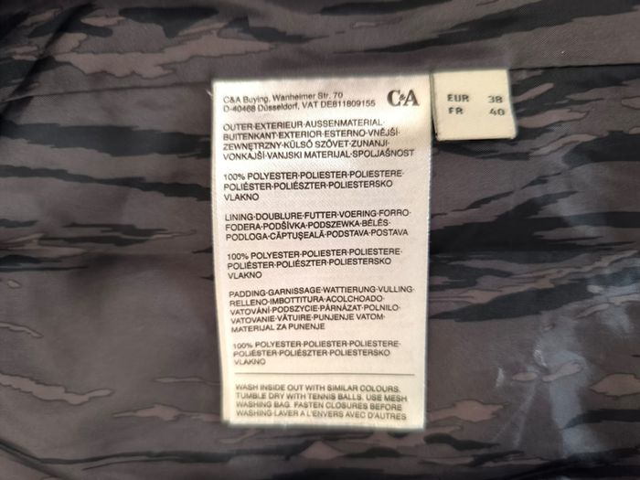CA Mama Black Maternity Babywearing Puffer Jacket Size 38