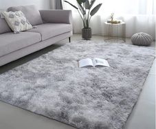 Large Grey Rugs Living Room 120x160cm Shaggy Carpet for Bedroom Washable Anti Slip Shaggy Soft Area Rug, Modern Fluffy Carpets Floor Mat Beside Carpet for Kids Living Room