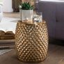 Side Table 32 x 42 x 32 cm Aluminium Oriental Round Flat Hammered Metal Design Living Room Table Modern Shelf Table Indian Telephone Table Small Image 2