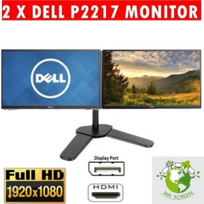 Dual Dell 22" P2217h LED IPS Monitors Full HD (1080p) with Brand Dual Stand