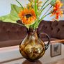 MCM Amber Teardrop Bubble Pattern Glass Water Jug 1960s Image 4