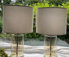 Matching Pair of Modern Glass Table Lamps