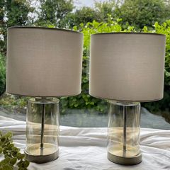 Matching Pair of Modern Glass Table Lamps
