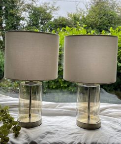 Matching Pair of Modern Glass Table Lamps
