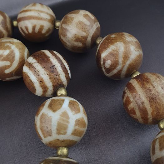 Burmese Antique Pumtek Pyu & Skull Shape Beads Necklace 26 inches
