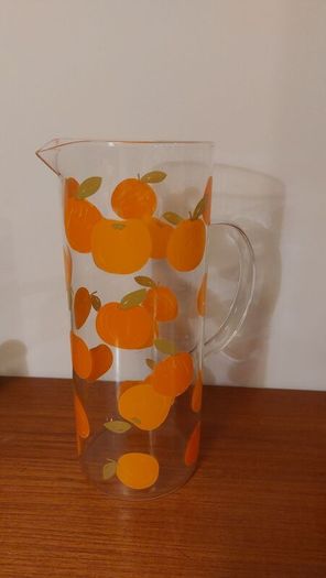 Fabulous Clear Glass Pitcher with Oranges Pattern- Perfect for Pimms on the Lawn or Any Other Special Occasion!