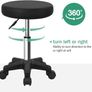 NEW SALE | Round Rolling Stool with Wheels Height Adjustable Stool Spa Stool for Salon Massage Home Kitchen Black Image 4