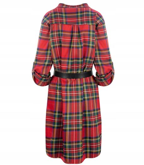 Checkered shirt dress with unisize belt