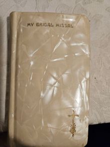 Vintage Mother Of Pearl 1950's Catholic Bridal Prayer Book. In GOOD CONDITION.  SEE PHOTOS FOR SAME.