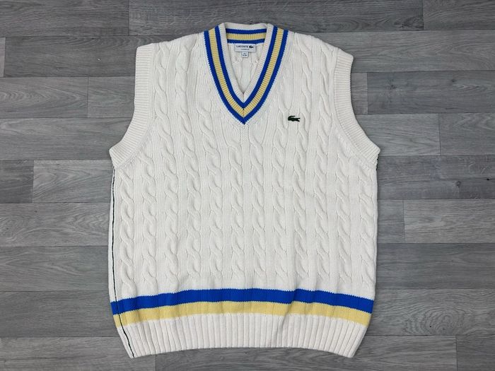 Lacoste Cable Knit Cricket Tennis Heavyweight Sleeveless Jumper Vest Mens XXL