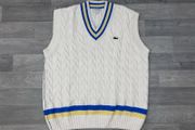 Lacoste Cable Knit Cricket Tennis Heavyweight Sleeveless Jumper Vest Mens XXL
