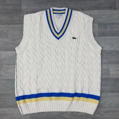 Lacoste Cable Knit Cricket Tennis Heavyweight Sleeveless Jumper Vest Mens XXL