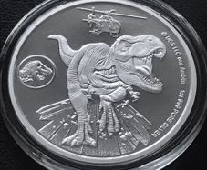 2022 Fiji 50 Cents 1 oz Silver Bullion Coin - Jurassic World Dominion: T-Rex Chase BU (In Capsule)