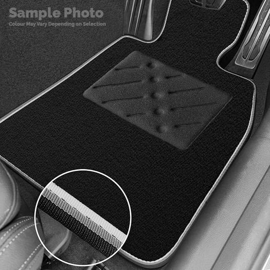 Car Mats to fit Volkswagen T-ROC (2017 -) Black Carpet with Grey & Silver Trim & Black Rectangle Heel Pad