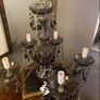 New Mindy Brown fine arts dark Brown chandelier new 2 clear cut glass shades and 2 pink glass shades Image 6