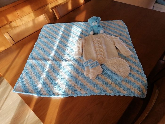 Baby Boy REDUCED Hand Knit Gift Set