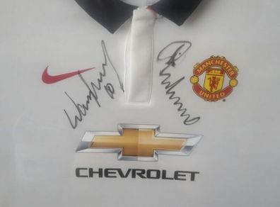 Wayne Rooney Gary Neville signed MANCHESTER UNITED shirt