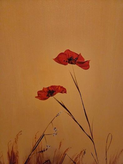 canvas painting,  Golden poppies