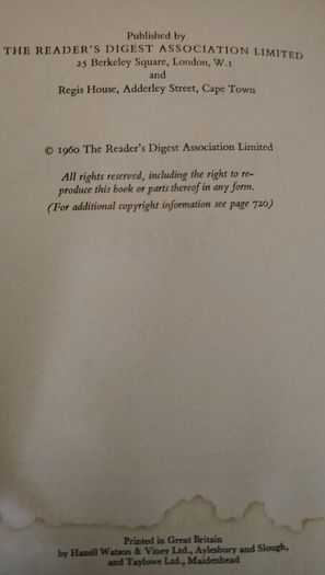 Vintage 1960 Reader's Digest Book with Rare Pink Reply Card (Ephemera)