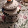 Vintage Hand Panted Cut Out lidded jar plus candle Image 3