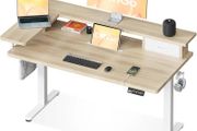 Standing Desk with Drawers, 120cm Height Adjustable Desk, Electric Standing Desk with Monitor Stand, Sit Stand Desk with USB Port, Ergonomic Computer Table for Home Office, Beige