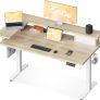 Standing Desk with Drawers, 120cm Height Adjustable Desk, Electric Standing Desk with Monitor Stand, Sit Stand Desk with USB Port, Ergonomic Computer Table for Home Office, Beige Image 2