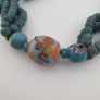 Antique Venetian African Style Skunk & African Turqouise Color Glass Beads Necklace Image 9